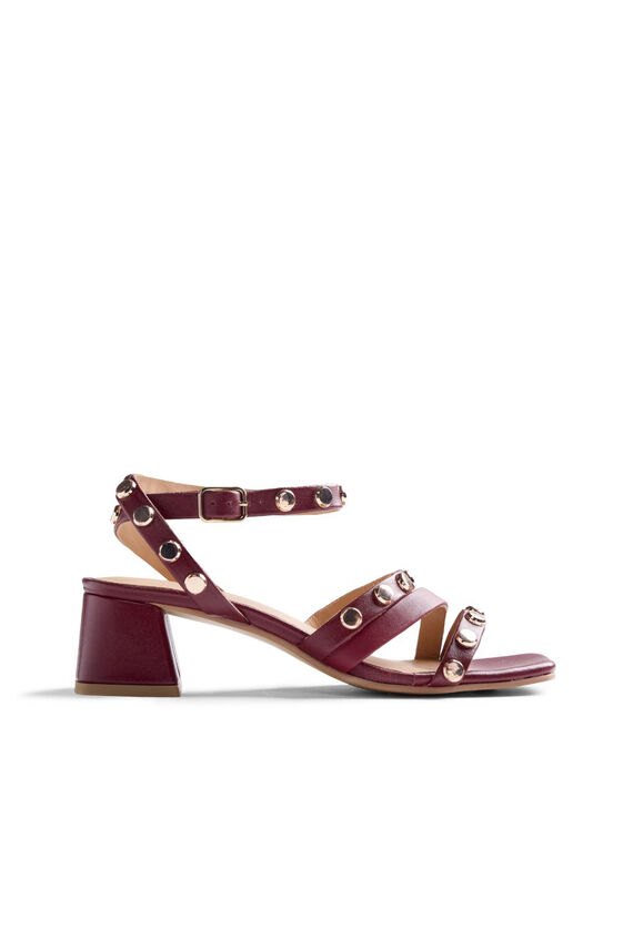 Sandalias tacón piel tachas kasulu