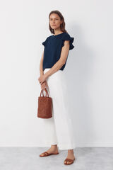 Cortefiel Essential ruffle t-shirt Navy