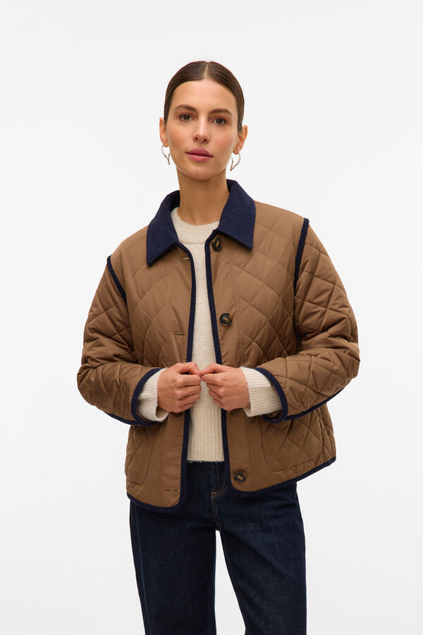 Vero Moda Casaco curta acolchoada com contraste Castanho