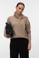 Vero Moda Camisola com gola cachecol Castanho