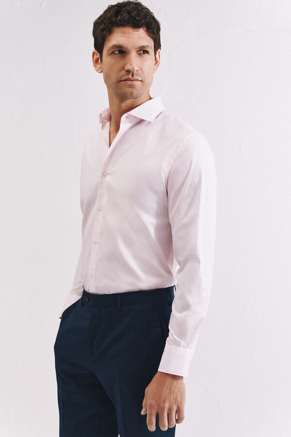 Cortefiel Plain easy-iron dress shirt Pink