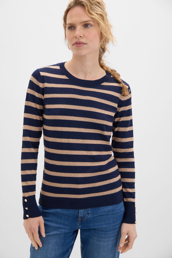 Cortefiel Metallic striped jumper Navy