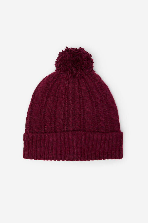 Cortefiel Pompom jersey-knit hat Fuchsia