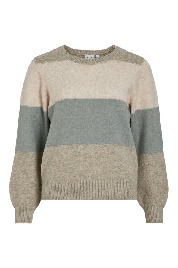 Cortefiel Striped jersey-knit jumper Nude