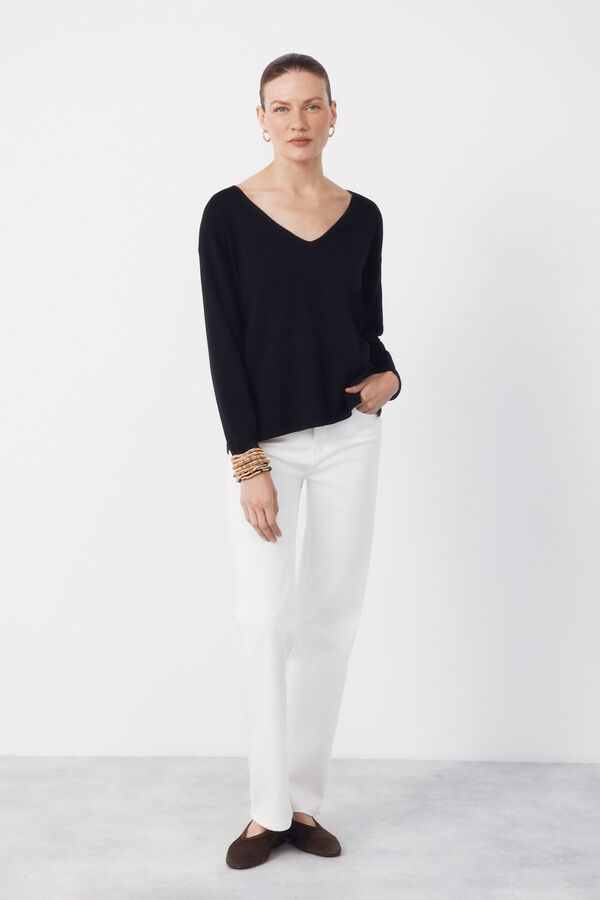 Cortefiel V-neck jumper Black