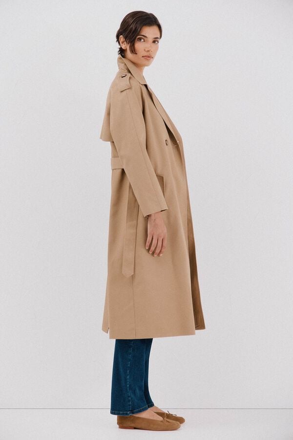 Cortefiel Long trench coat Beige