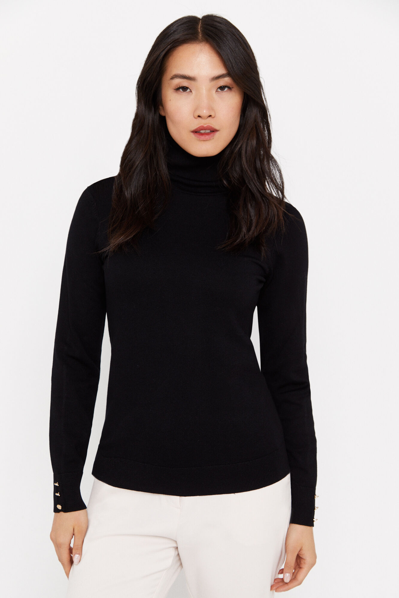 Black fine knit jumper ladies sales