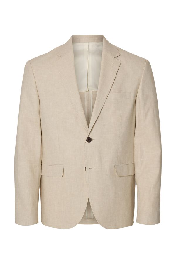 Selected Linen jacket with flap Beige
