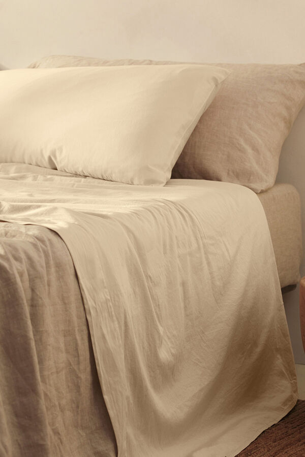 Bassols Len&ccedil;ol de cima de algod&atilde;o lavado fosco Sahara Tostado