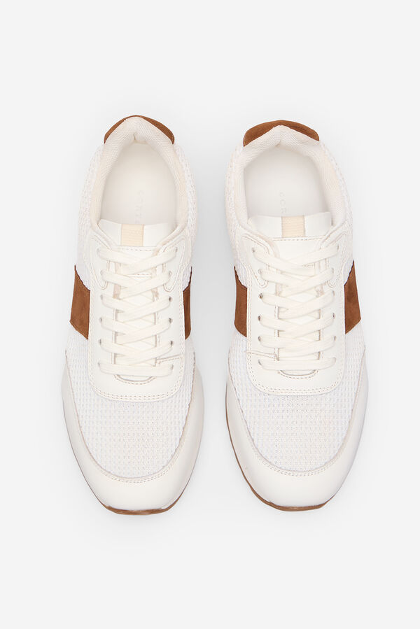 Cortefiel Leather fabric sneaker White