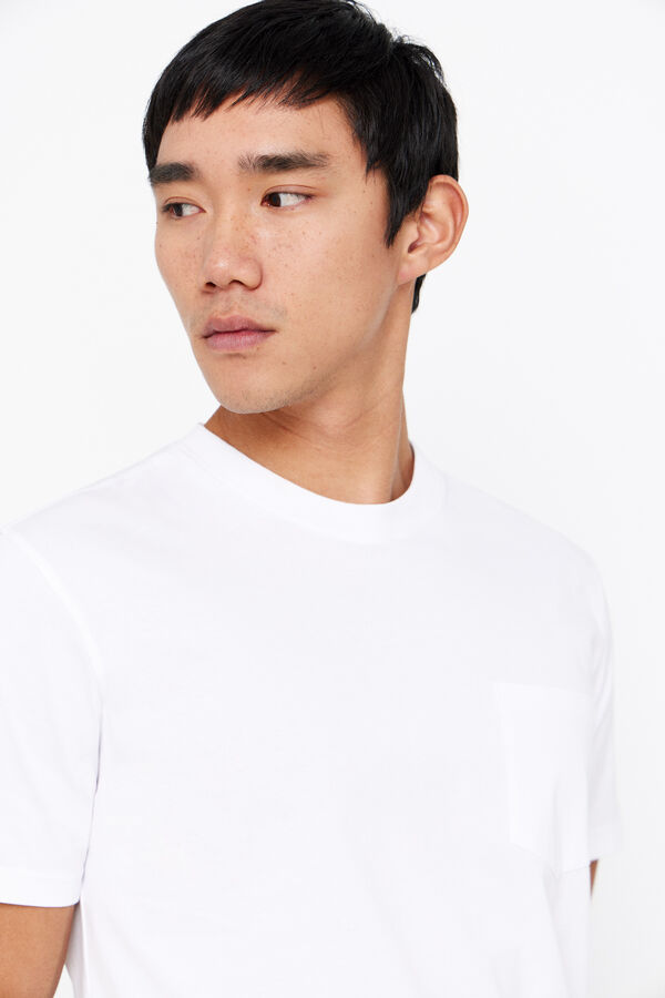 Cortefiel Basic T-shirt with pocket White