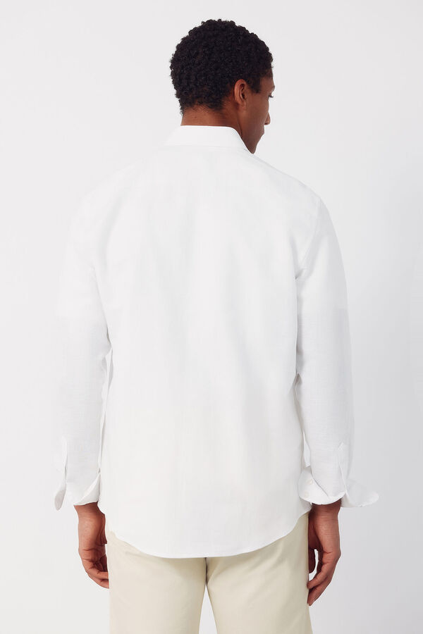 Cortefiel Plain linen cotton shirt White