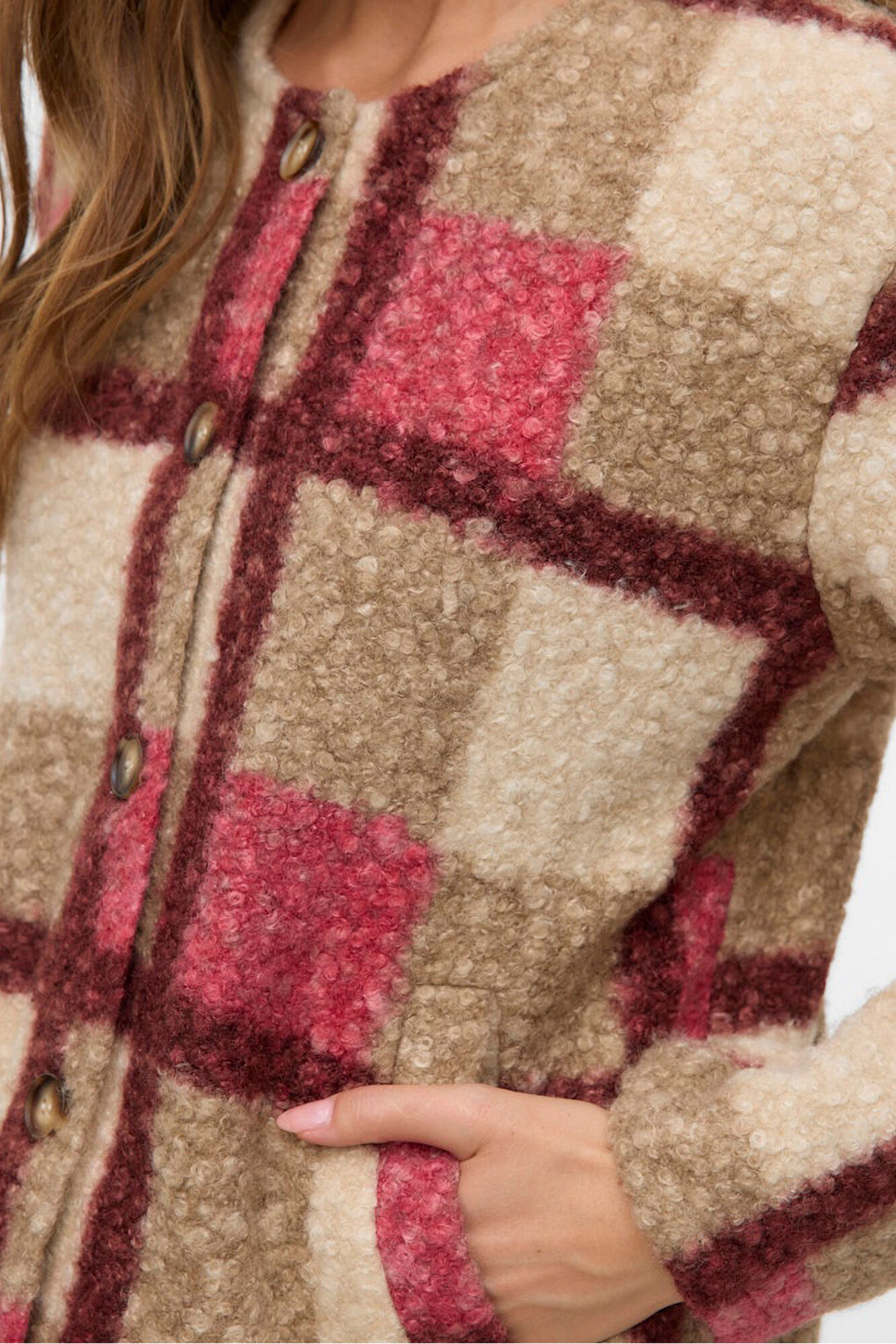 Vero Moda Chaqueta borrego estampado de cuadros