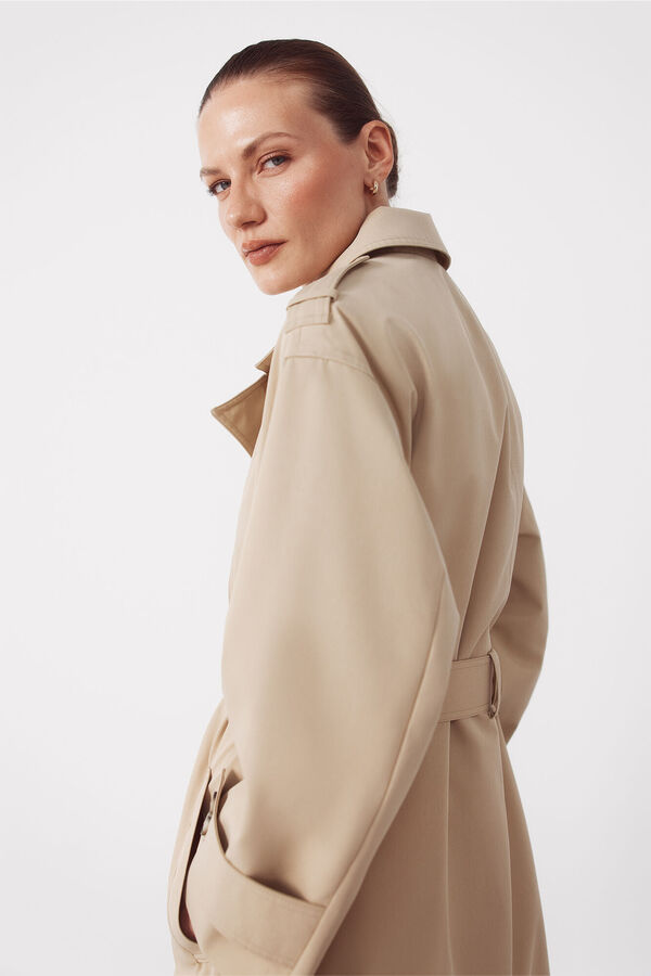 Cortefiel Long water-repellent trench coat Nude