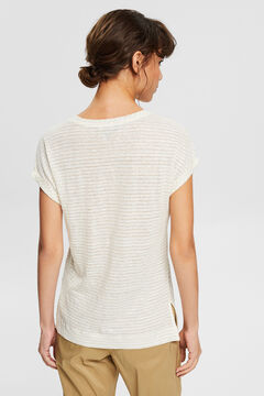 Cortefiel Lurex® linen striped T-shirt Stone