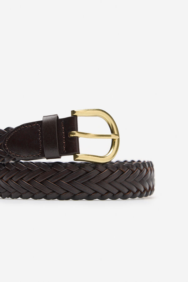 Cortefiel Classic braided belt Dark brown