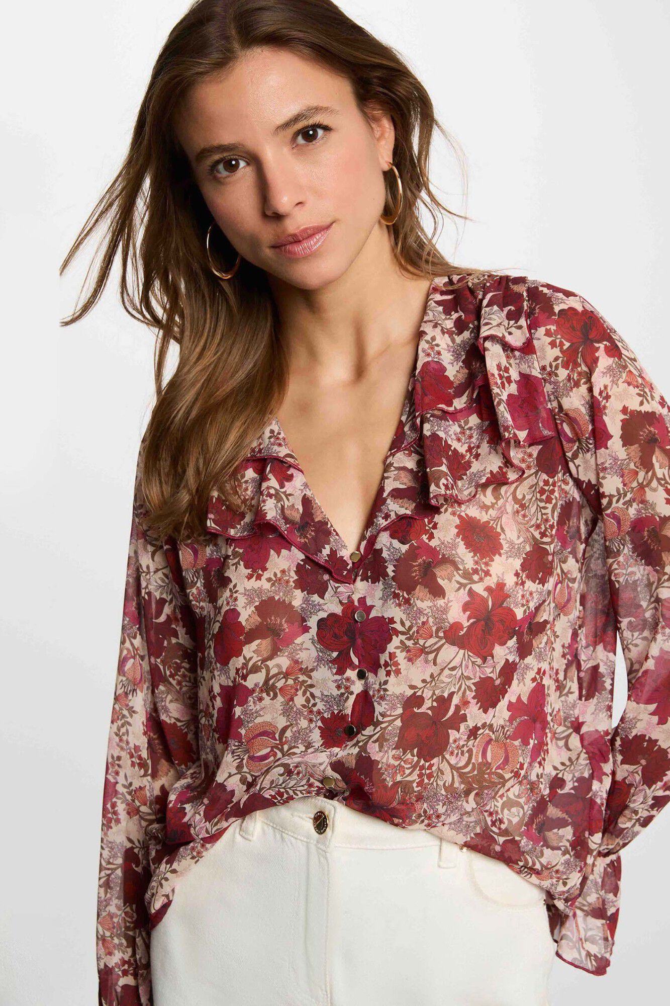 Morgan Blusa em chiffon com gola em V