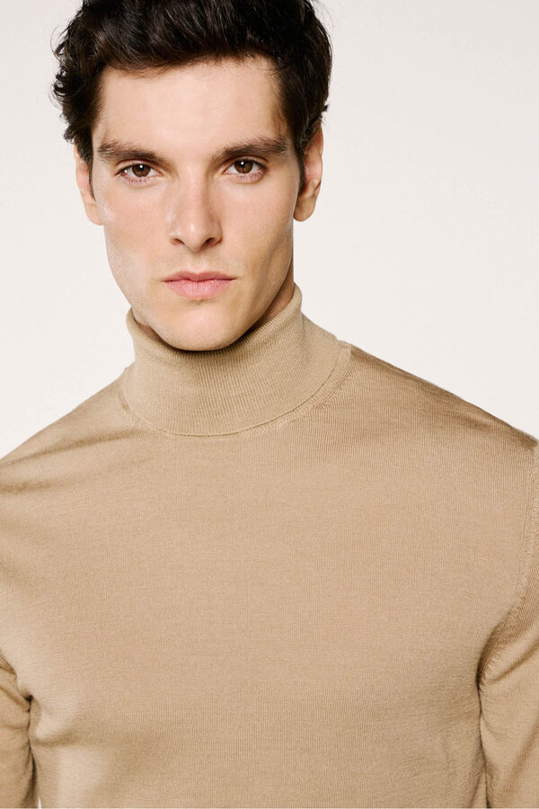 Selected Camisola de gola alta 100% lã merino Castanho