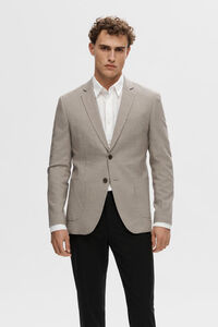 Cortefiel Slim fit small-checked suit jacket made with recycled materials Brown