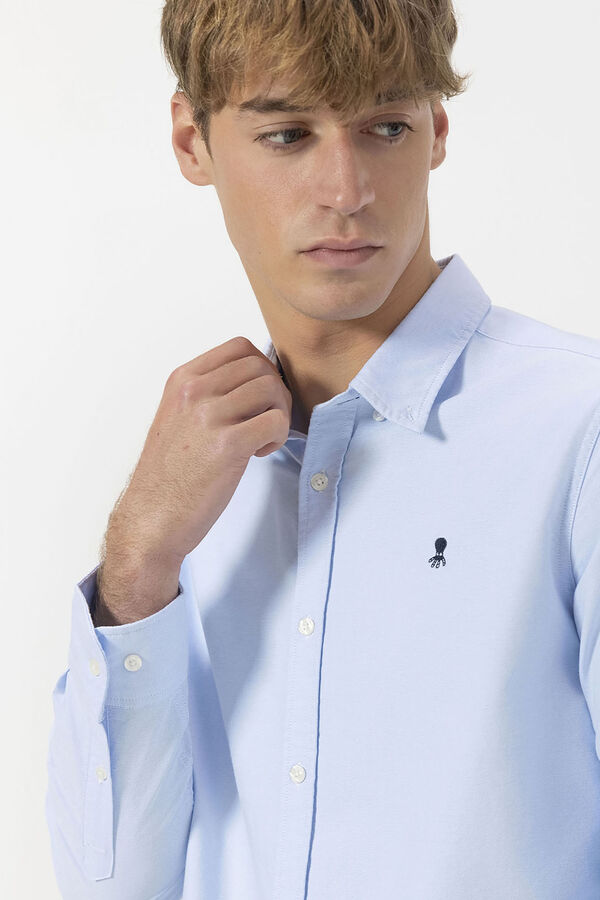 elPulpo Camisa Oxford com gola de botão Azul