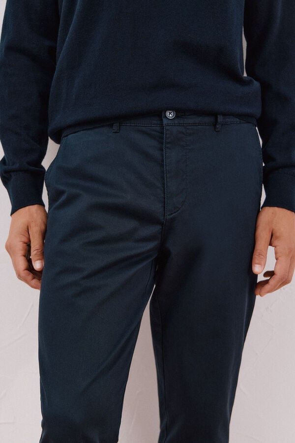 Cortefiel Regular fit lightweight chinos Navy