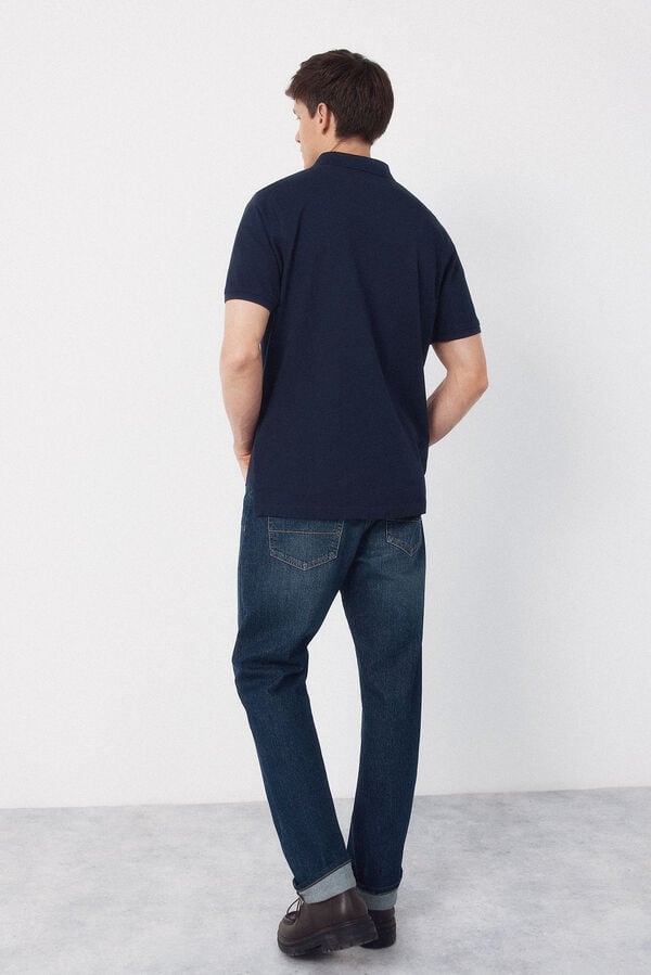 Cortefiel Basic piqu&eacute; polo shirt Navy