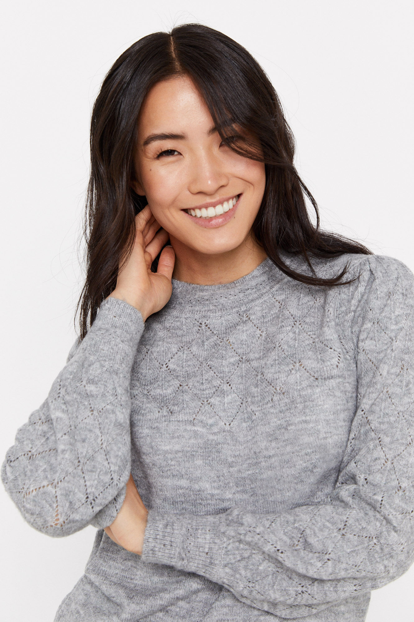 Combined plain knit jumper Women's jumpers and cardigans Cortefiel