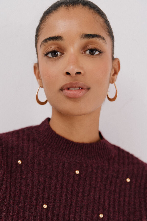 Cortefiel Jersey tachas doradas Maroon