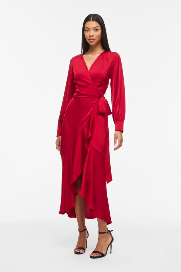 Vila Vestido midi acetinado de festa Subiu