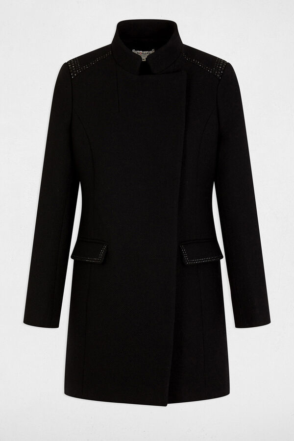 Cortefiel Long buttoned coat Black