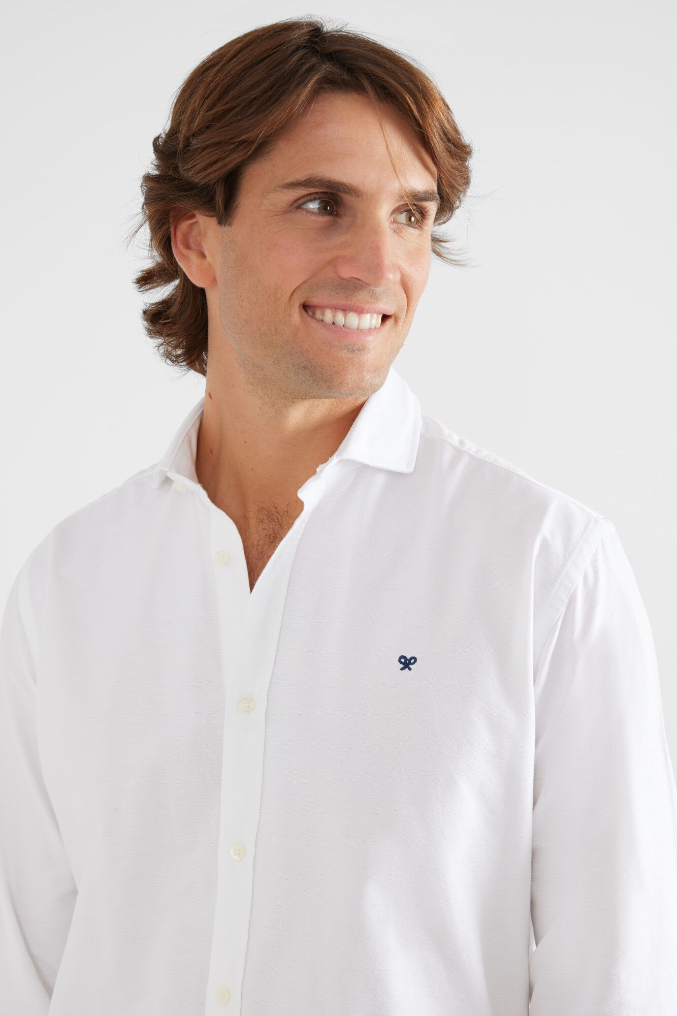 Camisa sport oxford cutaway blanca Chemises pour homme Cortefiel