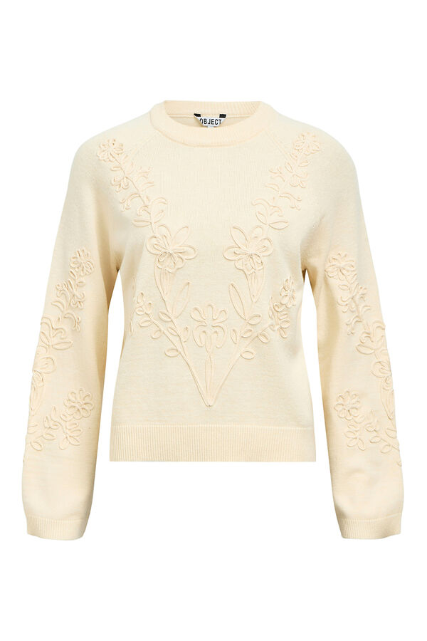 Object Camisola de malha bordado com flores Cinzento