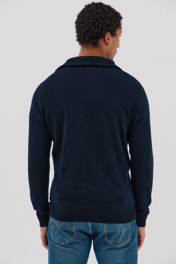 Cortefiel Lambswool wool with open neck Navy