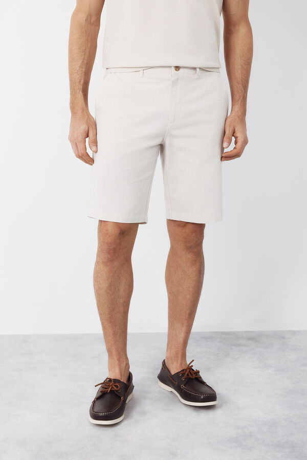 Cortefiel Bermuda oxford fabric Beige