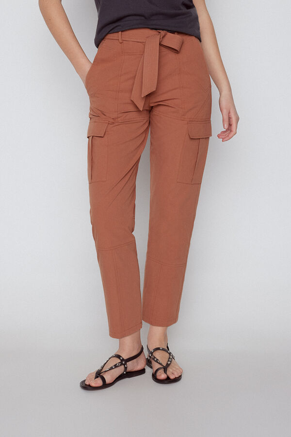 Cortefiel Straight-cut cargo trousers Orange
