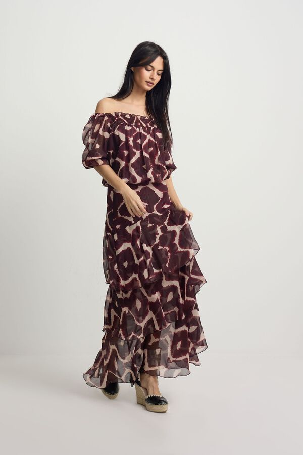 Silbon Printed ruched blouse Printed brown