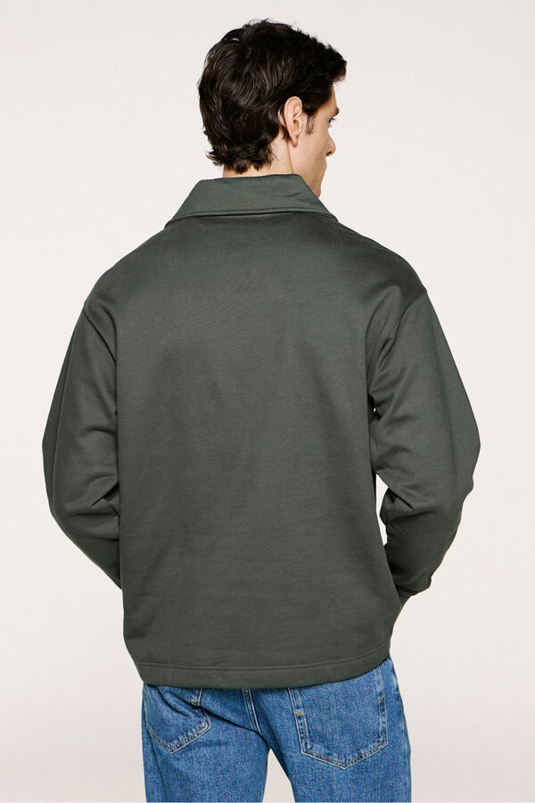 Selected Sweatshirt 100% algodão orgânico com meia fecho-éclair  Verde