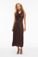 Vila Vestido midi de cetim Castanho