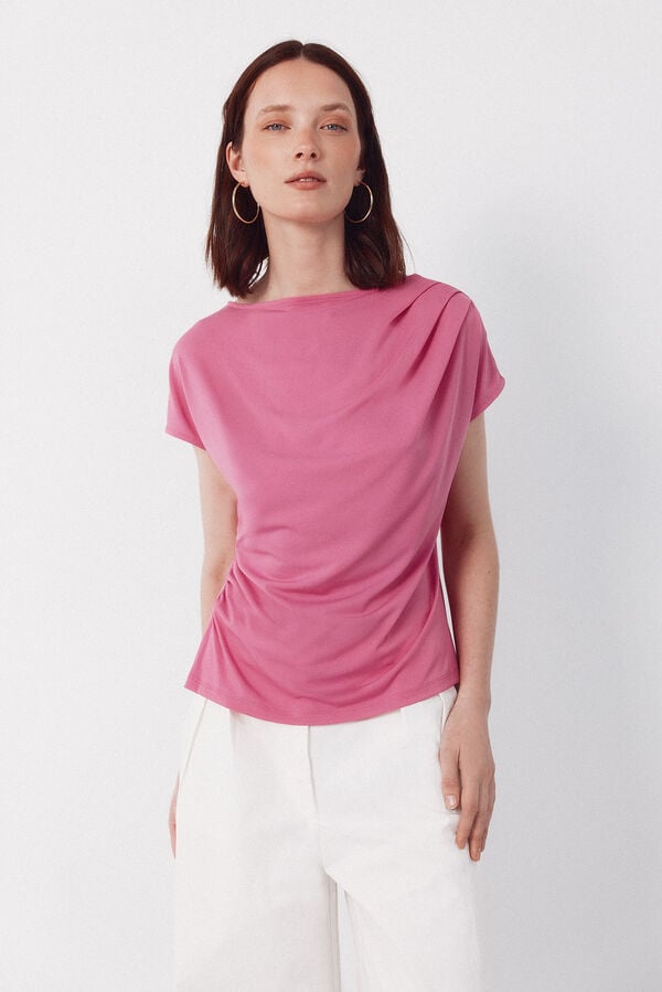 Cortefiel Blusa plissada de manga curta Subiu