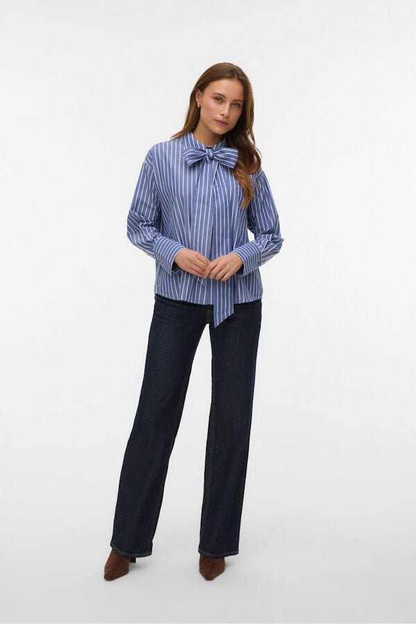 Vero Moda Camisa com laçada na gola Azul