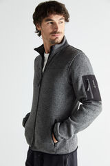 Cortefiel Jersey-knit fleece jacket Grey