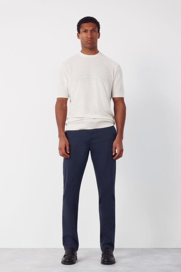 Cortefiel Basic short sleeve jersey T-shirt Ivory