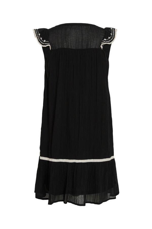 Vila Short embroidered organic cotton dress Black