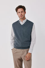 Cortefiel V-neck cotton cashmere knit gilet Grey