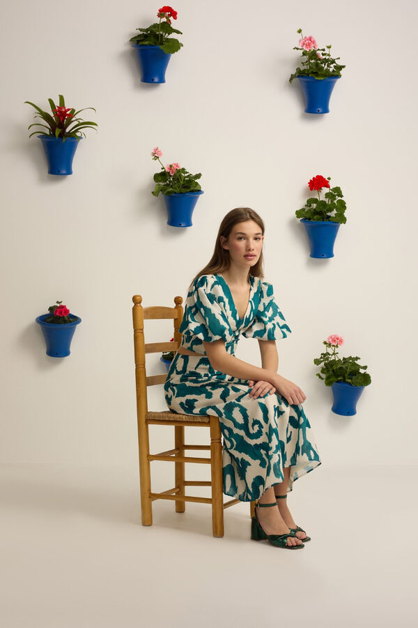 Silbon Vestido Event Collection cut out estampado Verde