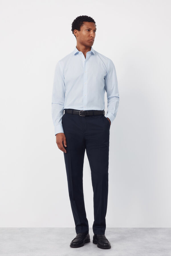 Cortefiel Slim fit easy-iron check dress shirt Blue
