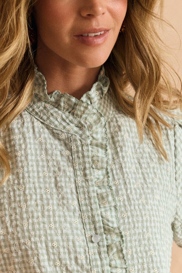 Pol&iacute;n Et Moi Blusa manga curta com folho menta Verde