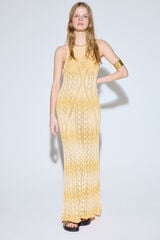 Slowlove Vestido de malha com aberturas halter Dourado