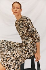 Cortefiel Flowing printed dress Printed white