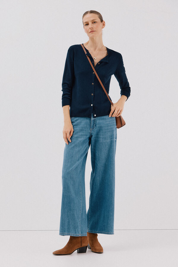 Cortefiel Short-sleeved jumper Navy